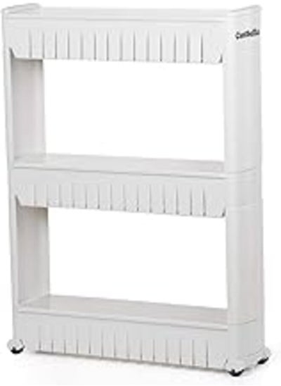 Buy Organizer for kitchen 3 tier kitchen rack shelf for kitchen and bathroom 3 layers racks plastic white in Egypt