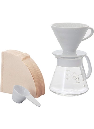 Buy Hario Pour Over Set With Ceramic Dripper Size 02 Xvdd 3012W in UAE