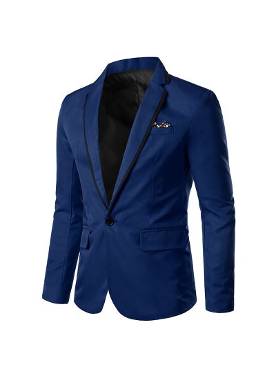 Buy Modern Slim-Fit Blazer Mens Fashion SuitBlue Blue in UAE