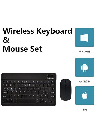 اشتري مجموعة لوحة مفاتيح وماوس لاسلكية لأجهزة Android / Apple اللوحية ، أسود في السعودية