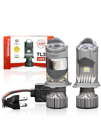 اشتري مصابيح LED الأمامية TL3 H4/9003/HB2 الجديدة من توبي مع عدسة بروجكتور صغيرة، شعاع عالي/منخفض وشعاع عالي معزز DC12V 6500K ضوء أبيض في الامارات