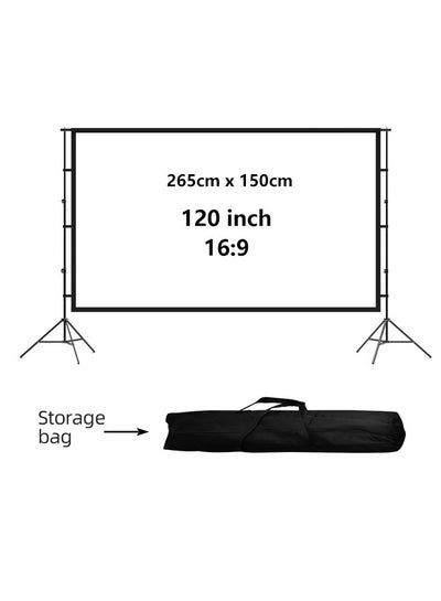Buy 120 inch 16:9 Outdoor and Indoor Portable Projector Screen with 2.6M High Tripod Stands in UAE