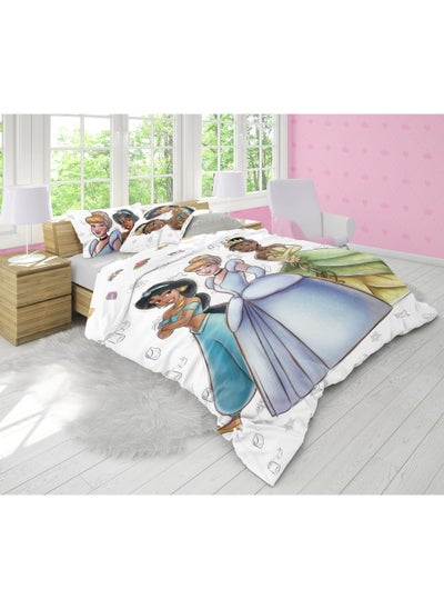 Buy 2-Piece Disney Princess Twin Kids Bedding Set Includes 1xReversible Comforter165x230cm, 1xPillowcase 50x75cm Super Soft & Fade Resistant Celebrate Disney 100th Anniversary in Style in UAE