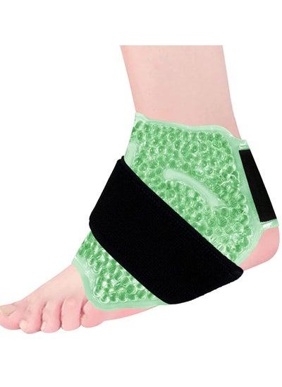 Buy Ankle/Sport Foot Ice Therapy Wrap, Hot Cold Gel Pack with Adjustable Brace for Sprained Ankles, Plantar Fasciitis, Achilles, and Swelling Feet, Microwaveable, Freezable Reusable, Green in Saudi Arabia