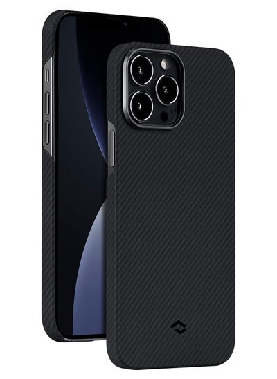 Buy Ultra Thin Case Compatible with iPhone 13 Pro Max 6.7 Inch [Air Case] 600D Premium Aramid Fiber Minimalist Phone Cover, Carbon Fiber Look - Black/Grey in UAE