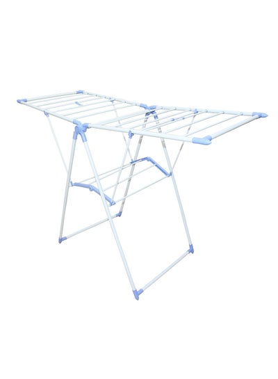 Buy Lightweight Clothes Dryer Stand Rack, easy folding rack, Easy assemble and dissemble, Wings for indoor and outdoor, White And Blue in Saudi Arabia