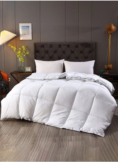 Buy Comforter Duvet Insert Quilted Comforter Box Stitched Down Alternative Comforter 160x220Cm White in Saudi Arabia