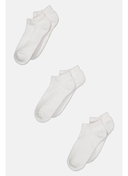 اشتري Men 3 Pairs Solid Ankle Socks, White في الامارات