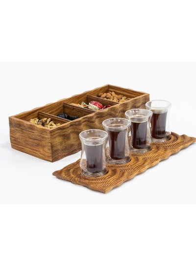 Buy HilalFul Solid Wood Platter with Natural Finish | Multipurpose | Kitchenware | Serveware | Trays for Kitchen Decoration | Home Decor Centrepieces for Eid, Ramadan, Eid Al Adha | Tray Organizer Gift in UAE