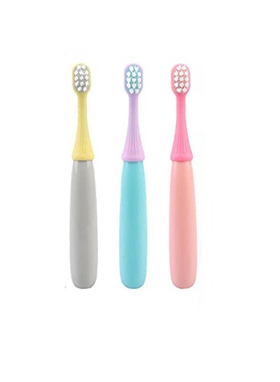 Buy 3 Piece Soft BristleAll-Round Cleaning Teeth Toothbrush For Kid Multicolor 12.2x2x2.5cm in Saudi Arabia
