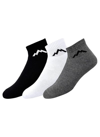 Buy Ranger Sport Men's Heavy Duty Cotton Quarter Athletic Socks, Pack of 3 (Free Size, Multicolored) in UAE