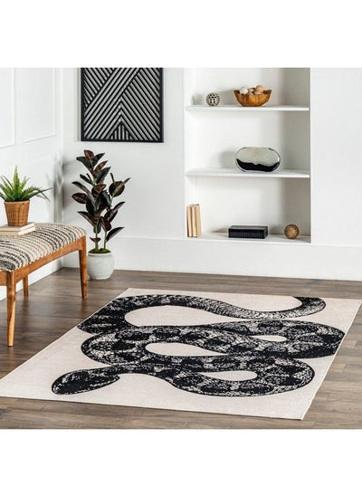 Buy Modern Slithering Serpent Machine Washable Area Rug 4' X 6' Black in UAE