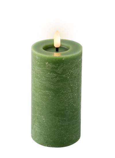 Buy Kaemingk Led Wick Candle Wax Flat Top With Pit Steadyindoor Green Warm White 15Cm, 1 Piece in UAE