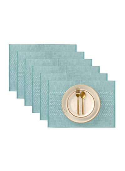 اشتري Folkulture 13" x 19" Placemats Set of 6 Classic Ribbed - Aqua في الامارات