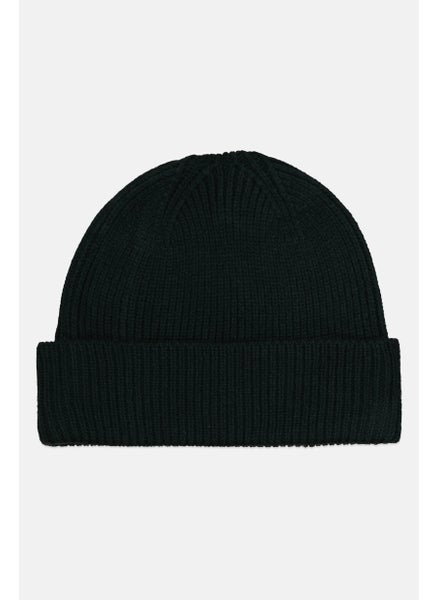 اشتري Men Unisex Ribbed Knitted Hat, Dark Green في الامارات