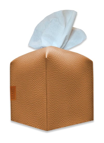 Buy Leather Tissue Box Cover (Caramel Cube) in UAE