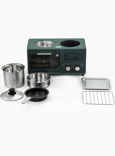 Buy 4 in 1 Breakfast Station, Multifunctional Toaster Oven, Frying and Roasting Pan, Breakfast Station Appliances Suitable for household kitchen appliances, Green in UAE