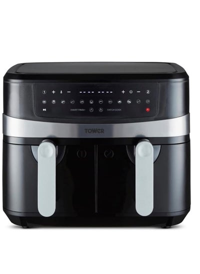 Buy Tower T17088 Vortx 9L Dual Basket Air Fryer with Smart Finish, 2600W, Black in UAE