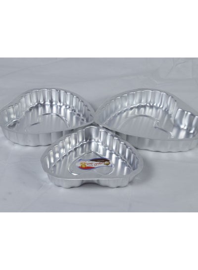 Buy Aluminum Casserole Set 3 Pieces Classic Silver Heart TTKH003 Silver in Egypt