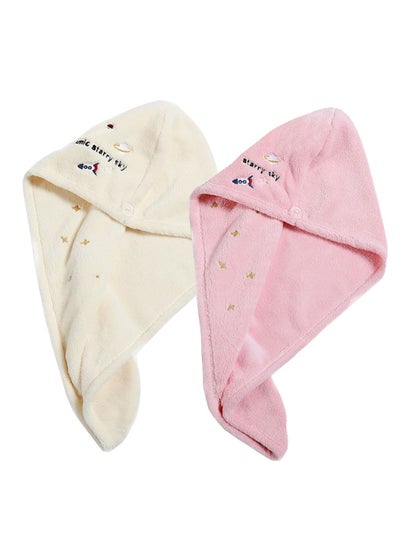 اشتري 2 Packed  Microfiber Hair Towel Wrap With Quick Dry Soft Material For Women And Girls Bathing Hair Turban For Drying Curly Long & Thick Hair. في الامارات