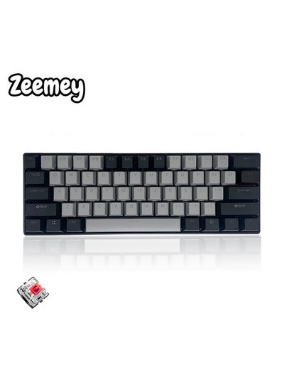 Buy 61 Keys RGB Gaming Keyboard 60% Mini Wired Waterproof With Anti-ghosting Keyboard and Two-color Keycaps With Red Switch for Gamers(Dark gray and black) in UAE