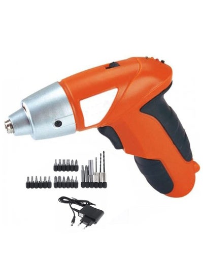 Buy Rechargeable Cordless 4.8V Household Electric Screwdriver 600 mah Battery with 24 Pieces Screw Drill Bits Accessories Multicolour in UAE