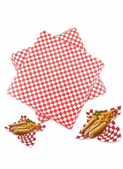 اشتري 100 Sheets Disposable Greaseproof Paper Sandwich Wrap for French Fries Burgers Cakes, Concession Stand, Carnival, Party, Cheese, Basket Liner, Fast Food, Deli في السعودية