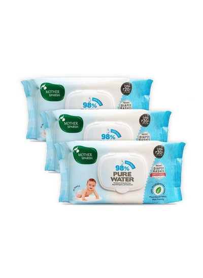 Buy 98% Water Based Baby Wipes I Plant Made Wet Wipes I 80 Pcs Wipes With Lid, Pack Of 3 in Saudi Arabia