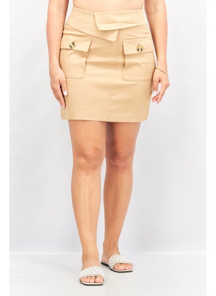 اشتري Women Plain Mini Casual Skirt, Tan في الامارات