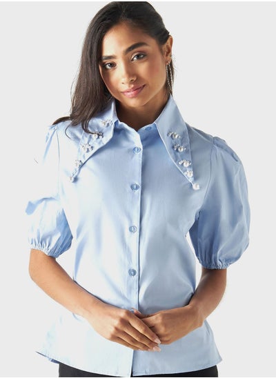 Buy Embellished Shirt With Puff Sleeves in UAE