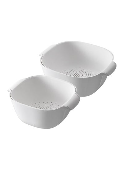 Buy 2 in 1 Kitchen Colander Set for Fruits and Vegetables BPA Free Plastic Strainer with Large and Small Bowls Ideal for Pasta and Salads in UAE