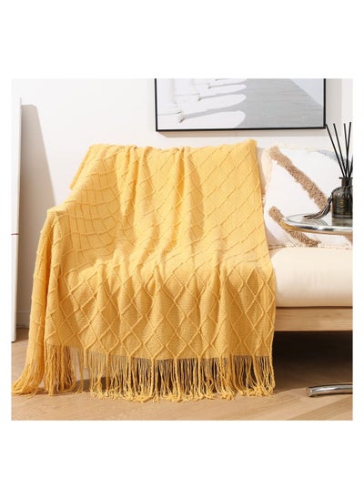 Buy Tassel Design Knitted Soft Warm Sofa Blanket For Nap 127x175cm in Saudi Arabia