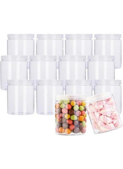 Buy Generic Clear Pet Jar With Plastic Lid 500Ml 8.5X8.5X 14 Cm Set Of 8  Pieces in UAE