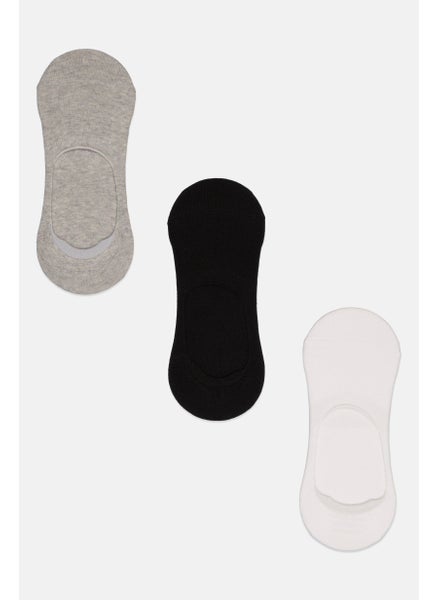 Buy Men 3 Pair Invisible Socks, Grey/White/Black in Saudi Arabia