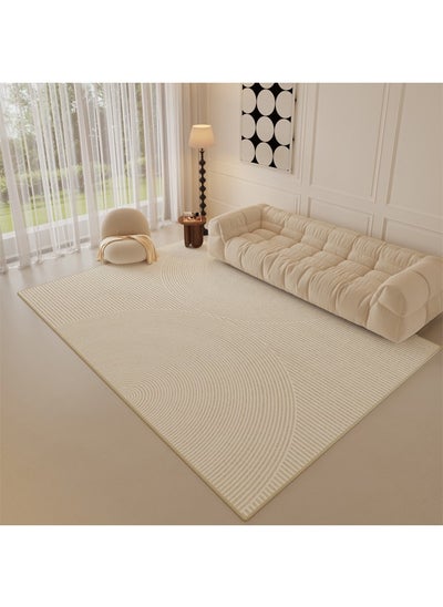 Buy Simple Cream Large Area Fluffy Rug Carpet 200X300 CM  (Three Proof Cotton Based Loop Velvet) in UAE