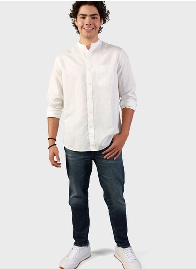 Buy Band Collar Regular Fit Shirt in UAE