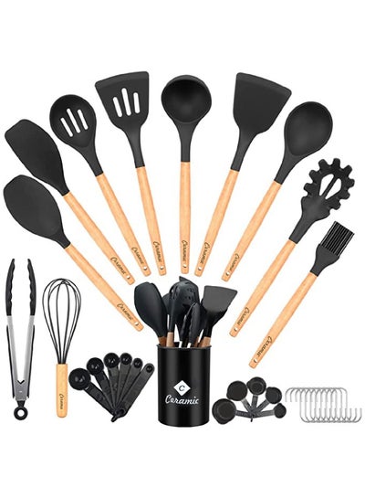 Buy Kitchen Utensils Set of 33 Silicone Cooking Utensils with Holder  Non stick Cookware Friendly And Heat Resistant in UAE
