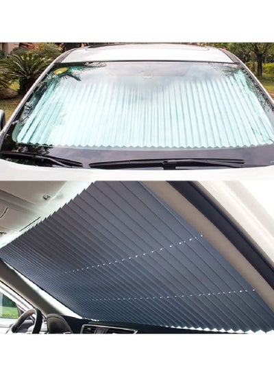 اشتري Car Sun Visor Retractable Windshield Sun Shade Stretchable Aluminum Film Protects from UV Rays Universal Fit for Most Cars Small Size 46x150x200cm في الامارات