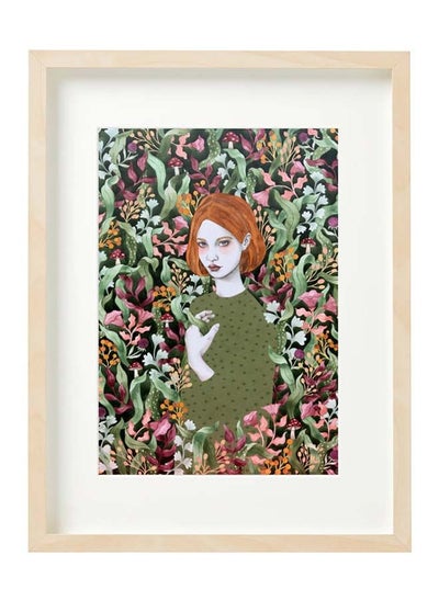 Buy Abstract Female Floral Portrait Illustrations Poster With Frame 30x40 cm in UAE