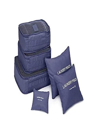 Buy 6-Piece Travel Storage Bag Set For Clothes Tidy Organizer Pouch Blue in UAE