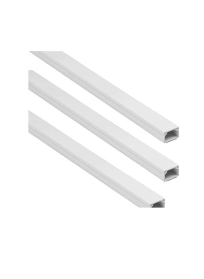 اشتري 90cm Square Cable Box Self Adhesive PVC Trunking White Red Sticker Wall Cord Cover Cable Concealer On-Wall Wire Cover Paintable Cable Management Raceway to Hide Wires - Pack of 3 (25x16MM) في الامارات