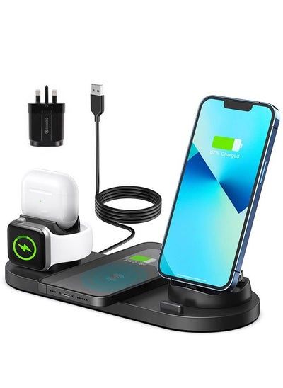 Buy 6 in 1 Wireless Charger for Apple Watch/Air Pods Pro/iPhone 14/13/12/11/11pro/11pro Max/X/XS/XR Samsung S20/S10, Charging Dock Station for Other Qi Phones in Saudi Arabia