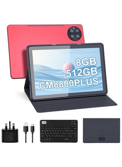 Buy CM8800 tablet with a 10-inch screen supports a SIM card and a 5G band Wi-Fi network with 8 GB RAM and 512 GB storage space and a large 10,000 mAh battery and works with accessories inside the box with the Android system (Red) in UAE