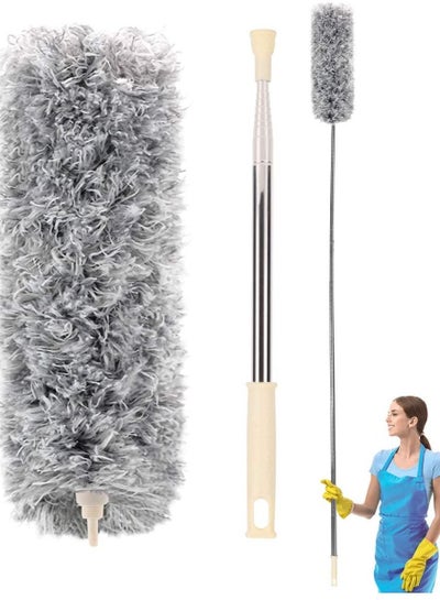 Buy 30-100 inches Duster Cleaning Duster Microfiber Feather Duster with Extendable Pole Bendable Head Dusters for Cleaning Ceiling Fan, Furniture in UAE