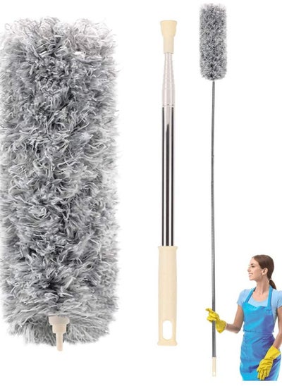 اشتري 30-100 inches Duster Cleaning Duster Microfiber Feather Duster with Extendable Pole Bendable Head Dusters for Cleaning Ceiling Fan, Furniture في الامارات