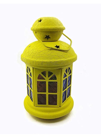 Buy Ramadan Lantern - Glass And Metal - 21 Cm High - Yellow Color in Egypt
