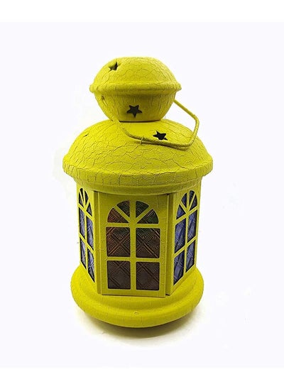 اشتري Ramadan Lantern - Glass And Metal - 21 Cm High - Yellow Color في مصر