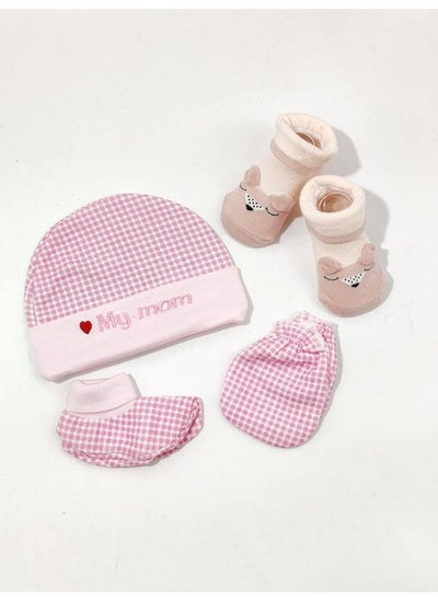 Buy Moms Home Newborn Baby Cmb Bib And Antiskid Socks Set Combo Gift Set ; 06 Months ; Pink in Saudi Arabia