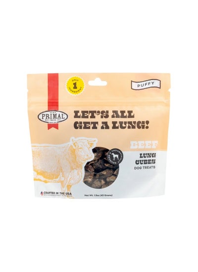 Buy Primal Let’s All Get A Lung – Beef Dehydrated Treat 1.5oz, Primal treats, Raw food for dogs, High Protein Raw dog food, treats for dogs, Freeze dried treats for dogs, freeze dried dog treats, best dog food, nutritious dog food, dog food, primal dog foods, dry treats for dog in UAE