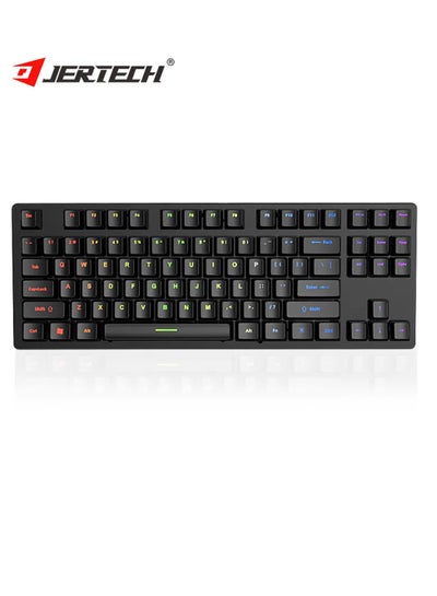 اشتري لوحة مفاتيح ألعاب ميكانيكية بإضاءة خلفية بألوان قوس قزح RGB احترافية 80% 87 مفتاح كمبيوتر سلكية باللغة الإنجليزية للاعبين JK510 في مصر